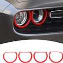 for Challenger Headlight Bezel Cover Trim Ring Red for Dodge Challenger 2015-2023 Red Exterior Accessories, 4 Pcs