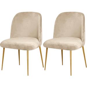 Gollense Curved Back Chair Covers for Dining Room, Velvet Mid Century Modern Chair Slipcovers, Semi Circle Back Chair Seat Protector for Kitchen Living Room (2PCS, Taupe)