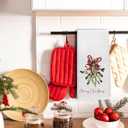 Red Holly Berries Christmas Kitchen Towels Decorative, Red and Green Merry Christmas Hand Tea Towels for Bathroom, Farmhouse Winter Xmas Dish Towel Drying Cloth, 16x24 Inch