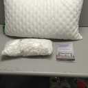 Cooling Side Sleeper Pillow for Neck and Shoulder Pain, Luxury Shredded Memory Foam Curved Bed Pillows for Sleeping Set of 1- Adjustable Queen Size- Washable Cover Crescent White