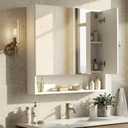 VASAGLE KAILYN Collection - Medicine Cabinet Mirror, Bathroom Wall Mirror Cabinet with Storage, Open Compartment, Adjustable Shelves, 6.5 x 27.6 x 29.5 Inches, Cloud White UBBK129W01
