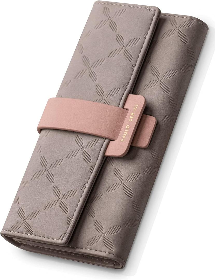 PAULO SERINI Wallet Women - Womens Wallet with Coin Purse - Card Holder 9 Cards - Wristlet - Vegan Wallets for Women - Birthday Gifts for Women - Billeteras de Mujer - 9 colors | with Coin Purse, Card Holder, 9 Cards, Wristlet, Billeteras de Mujer (Cool Gray)