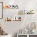 Nursry Shelves 32 inches Set of 3,Wood Floating Nursery Book Shelves for Wall,Wall Bookshelves for Kids,Transform Your Nursery into a Safe & Stylish Haven with Natural Wood Floating Shelves.