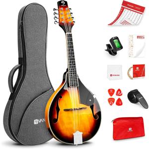 Vangoa Mandolin Musical Instrument A Style, Acoustic Mandolin Instrument Kit Italian 8 String for Professional Beginners Adults Teens Youth Kids, Sunburst, Glossy
