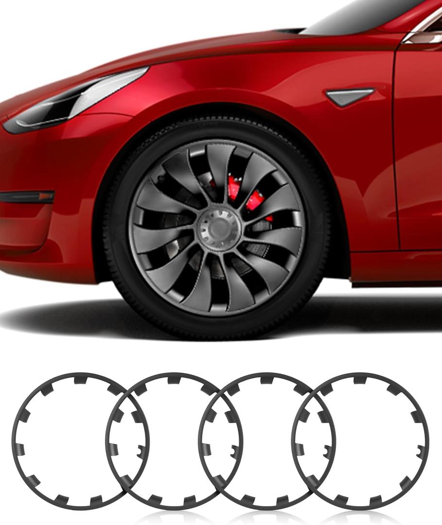 Model Y All-in-one Wheel Rim Protector for Tesla Model Y 21'' Uberturbine Wheel - Strips for Curb Rash Prevention - Set of 4 Rim Protector Easy to Install (Gunpowder,21'')