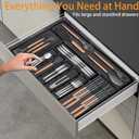 Homecor Silverware Organizer - Expandable Large Kitchen Drawer Organizer Utensil Organizer with 2 Removable Knife Blocks, 22"x 19"Cutlery Tray Drawer Dividers for Kitchen Flatware(6-9 Slots) (Black)