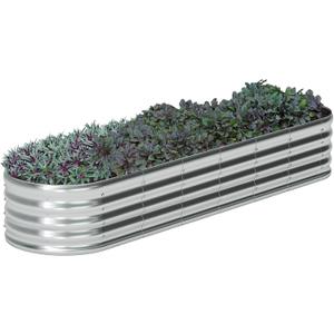 zizin Galvanized Raised Garden Bed Metal Oval Raised Garden Beds Outdoor Planter Box for Vegetables (9x3x1.3FT, Silver)