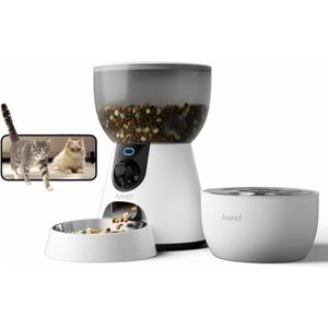 ARENTI Smart Automatic Cat Feeder and Water Fountain, 4L Pet Feeder Cat Food Dispenser with Camera, Dual Power, App Control, Live View & Night Vision, Meal Call, Hygienic Water Flow, Desiccant Bag