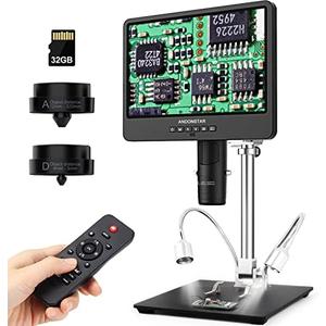 Andonstar AD249S-M 10.1 Inch HDMI Digital Microscope 2000x for Adults, 3 Lens 2160P UHD Video Record, Soldering Microscope for Electronics Repair, Error Coins, Pro Boom Arm Stand, Windows Compatible