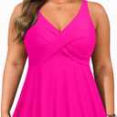 Plus Size Tankini Top Only - Flowy Bathing Suits Top Plus Size Swim Top 2025 Modest Swimsuits Top (Pink),20W