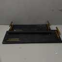 Deco 79 Marble Living Room Decor Tray Ottoman Tray with Gold Handles, Set of 2 Serving Tray 22", 18"W, Black