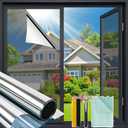 Bloss One Way Privacy Window Film Privacy Film for Glass Windows One Way Mirror Window Film for House Window Tint Heat Blocking Anti UV Reflective Windows Films for Home/Office.29.5" x 118"Silver