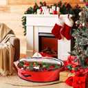 Aliceset 4 Pack Wreath Storage Containers, Ornament Garland Wreath Storage Bags with Handle Zipper Decorative Storages Box for Winter Valentine Wreaths(36 x 36 x 7.8 Inch,Red)