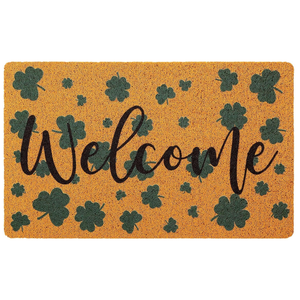 Tinideya St. Patrick's Day Welcome Doormat Irish Shamrock Coir Door Mat Decorative Washable NonSlip Entrance Rugs for Indoor Outdoor Home Bathroom Decor 18 x 30 Inch