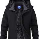 Aorga Mens Skiing Jackets Winter Waterproof Snow Jackets Fleece Lined Insulated Heavy Parka Jackets Coats with Hoode 3XL