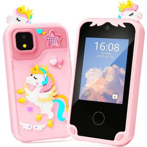 Kids Phone for Girl Toys, Christmas Birthday Gifts for Age 3-10 Year Old Girls Boys Toys, Kids Toddler Smart Phone, Detective Educational Learning Toys with 2.8" Touchscreen, Music Video Game (Pink)
