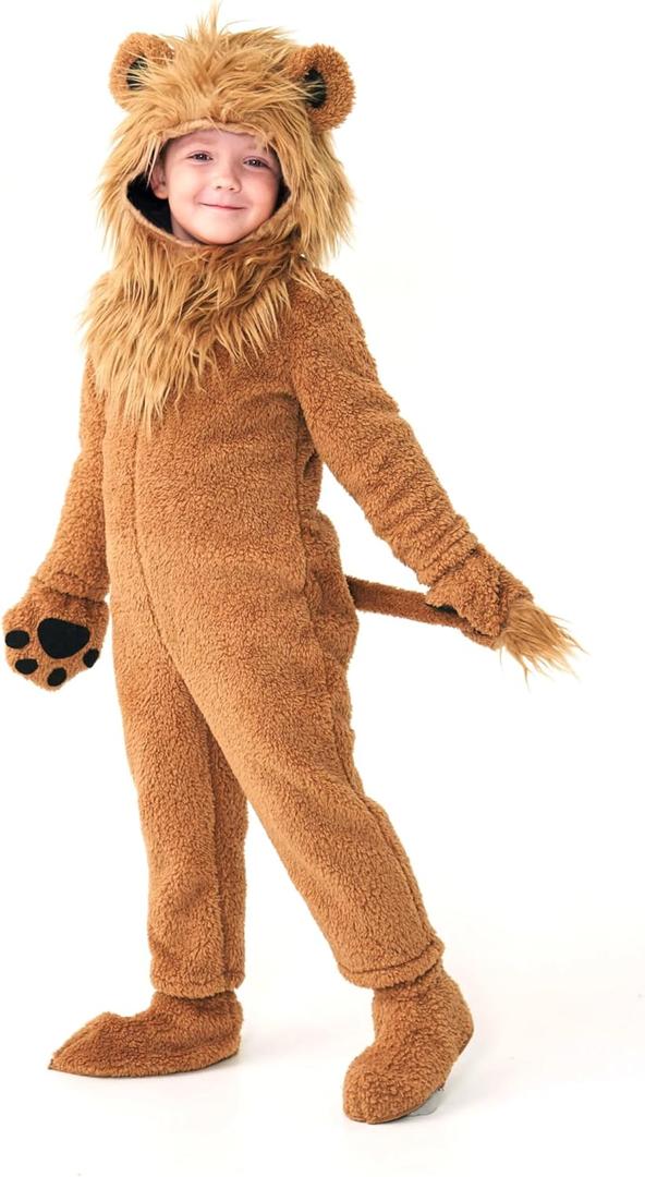 Kids Lion Costume,Boys Girls Lion Onesie,Kids Halloween Animal Outfit