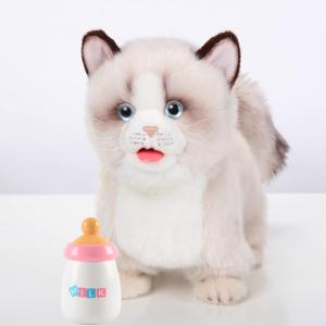 Electronic Interactive Ragdoll Cat - Realistic Handmade Toy with Walking, Barking, Wagging Tail & Talking - Robotic Pet Toy for Toddler Kids (Medium)