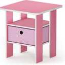 Furinno Andrey End Table / Side Table / Night Stand / Bedside Table with Bin Drawer, Pink/Light Pink (1-Pack, Center Bin)