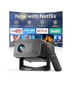 Built-in Apps & 2026 Upgraded] Mini Projector with Wifi and Bluetooth Portable, Native 1080P 4K Support Auto Keystone Movie Projector Compatible with TV Stick/ HDMI/ USB, 360° for Bedroom, Outdoor Use