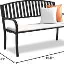 Outdoor Bench Garden Bench, Weatherproof Anti-Rust Heavy-Duty Outside Benches Clearance, Wrought Iron Metal Bench for Front Porch, Patio, Park