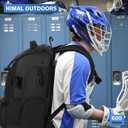 Himal Outdoors Lacrosse Bag with Helmet Storage- Premium Lacrosse Backpack with Two Stick Holder- Extra Large Separate Shoe Compartment-Zipper Pocket & Towel Ring and Padded Shoulder Straps (Deep black)