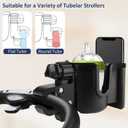 Universal Stroller Cup Holder with Phone Holder, 360Rotatable Bottle Holder with Strong Clip, Accessories for Stroller, Bike, Wheelchair, Walker, Scooter (UM-SCH-B2409, Large)