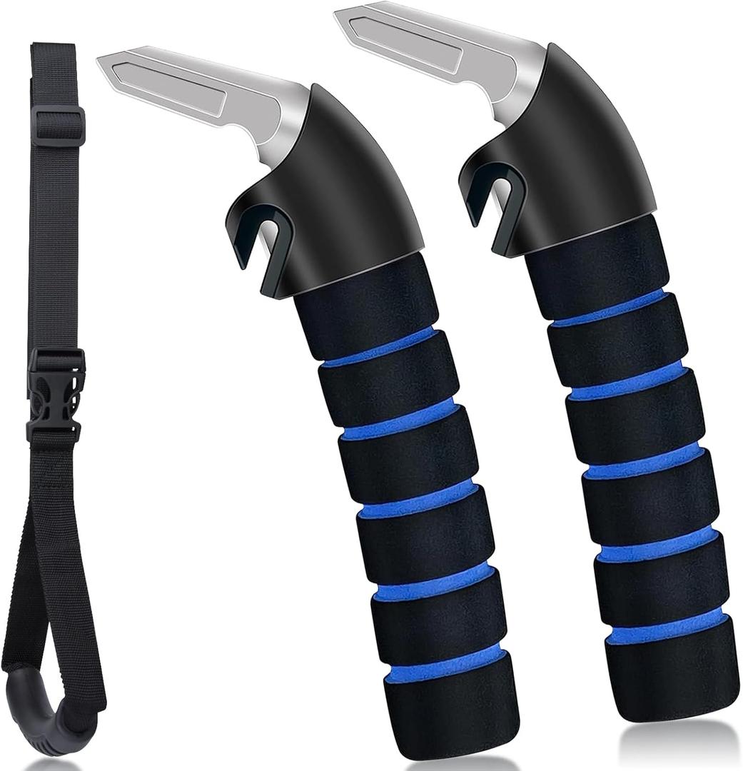 KOUNATSURI Car Handle Assist for Elderly - Car Door Handle for Elderly & Seniors & Handicap - Multifunction Car Armrest Portable Bar2Pack Blue and Strap