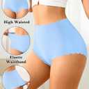 ASIMOON High Waisted Seamless Underwear for Women Soft Stretch No Show Panties Full Coverage Ladies Briefs Multi Pack (M)