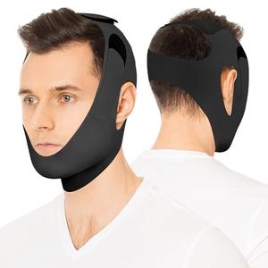 OHALEEP Chin Strap for Sleeping Comfortable Stop Snoring Solution, Snore Stopper Adjustable, Anti Snoring Devices Breathable and Reusable, Anti Snore Chin Strap for CPAP Users, Black, M