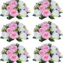 NUPTIO Pink & White Flower Balls: Artificial Rose Centerpieces for Tables | 6 Pcs, 9.5in Diameter, Fake Silk Floral Arrangement for Wedding, Birthday Party, Bridal Shower, Quinceanera Decorations