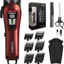 Hair Clippers for Men Professional Clippers for Men Cordless&Corded Barber Clippers for Hair Cutting & Grooming, Rechargeable Hair Trimmer Kit for Household (Red)