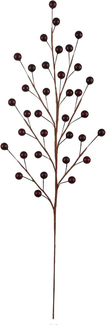 Burgundy Holly Berry Stems with 35 Lifelike Berries | 17-Inch | Holiday Xmas Picks | Decorative Berry Sprays for Trees, Wreaths, & Garlands | Christmas Collection | Home & Office Decor (Set of 12)