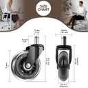 Office Chair Wheels, Set of 5 Caster Wheels Office Accessories, 3 Inch Heavy Duty Casters for Chairs to Replace Office Chair Mats, Smooth & Quiet Universal Fit for Most Chairs(5 Pack)