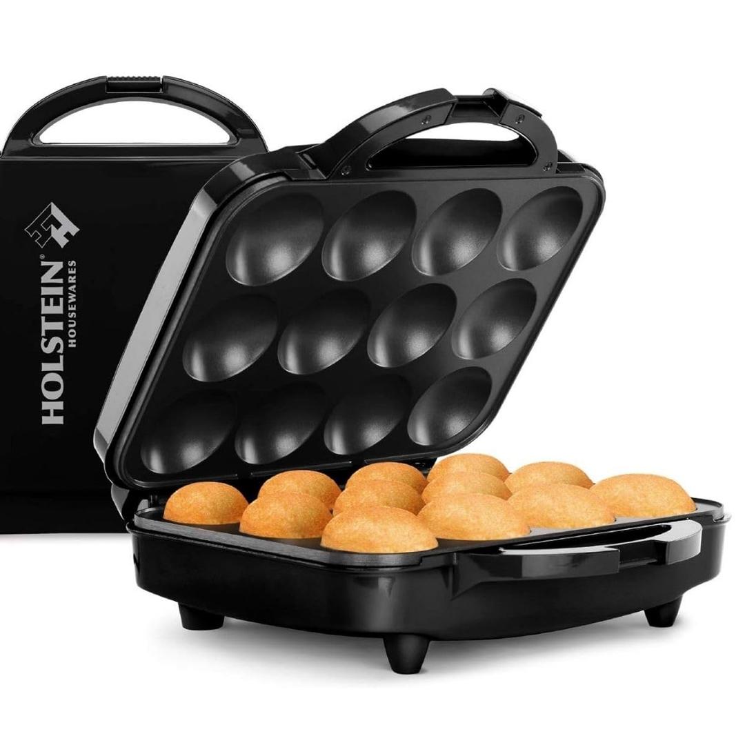 Holstein Housewares Non-Stick 12-Count Electric Cupcake Maker Machine Bakes 12 Cupcakes, Muffins, Pizza Cups, Cinnamon Buns Perfect for Gifts, Birthdays, Holidays, or Bake Sales, Black