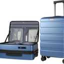 KROSER Carry On Luggage with Spinner Wheels & Built-in TSA Lock, Expandable Top Opening Hard Shell Suitcase Large Capacity Durable Rolling Luggage with USB Port, Carry-On 20-Inch, Light Blue