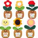 6 Pcs Thank You for Helping Me Grow Gifts End of Year Teacher Gift Mini Positive Sunflower Doll Flowers Crochet with Card for Graduation Birthday from Student