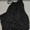 Sexy Open Front V Neck Ruffle Sheer Mesh Lace Wireless Babydoll Lingerie Dress with Thong 2 Piece (Large, Black)