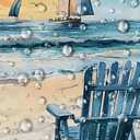 Tropical Ocean Beach Shower Curtain Sea Sunset Palm Tree Starfish Surfboard Coastal Nautical Sailboat Seagull Watercolor Seaside Scenery Bathroom Decor Polyester Curtains with Hooks,70Wx70L