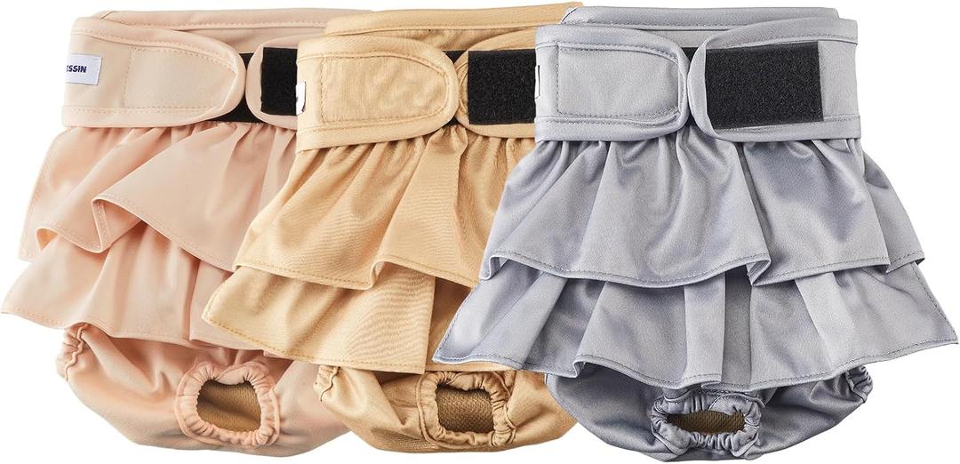 Reusable Dog Diapers Female Large Washable, Premium Doggie Diaper for Dogs, Pack of 3, Highly Absorbent Dog Diaper for Heat, Incontinence and Puppy Training (L)