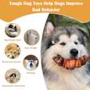 Dog Toy for Aggressive Chewers, Squeaky Croissant Chew Toys, Milk Flavor, Indestructible Nylon & Natural Rubber, Suitable for Small Medium Large Dog Breeds
