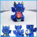 Dragon Statue Resin Dragon Figurine with Colorful Lights Crystal Ball Light Home Living Room Desk Office Festival Decorations (Blue)