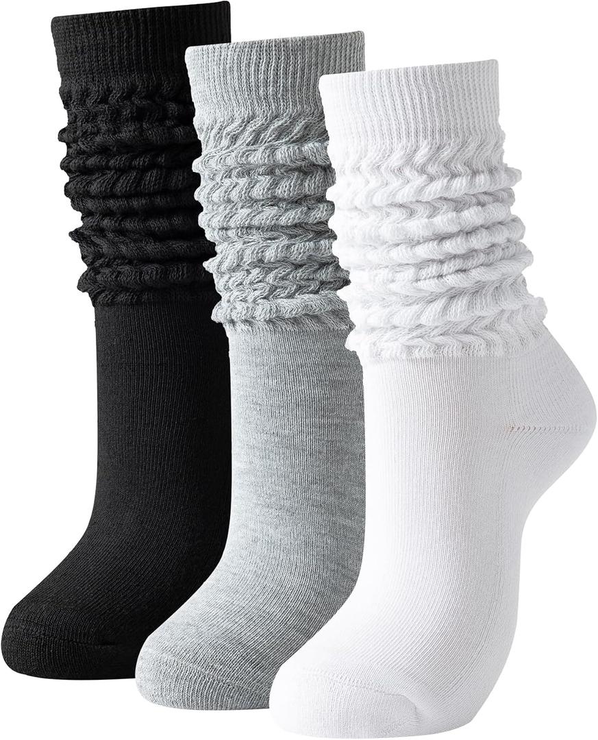 Slouch Socks Women Thigh High Boot Socks Soft Scrunch 3 Pair Pack 