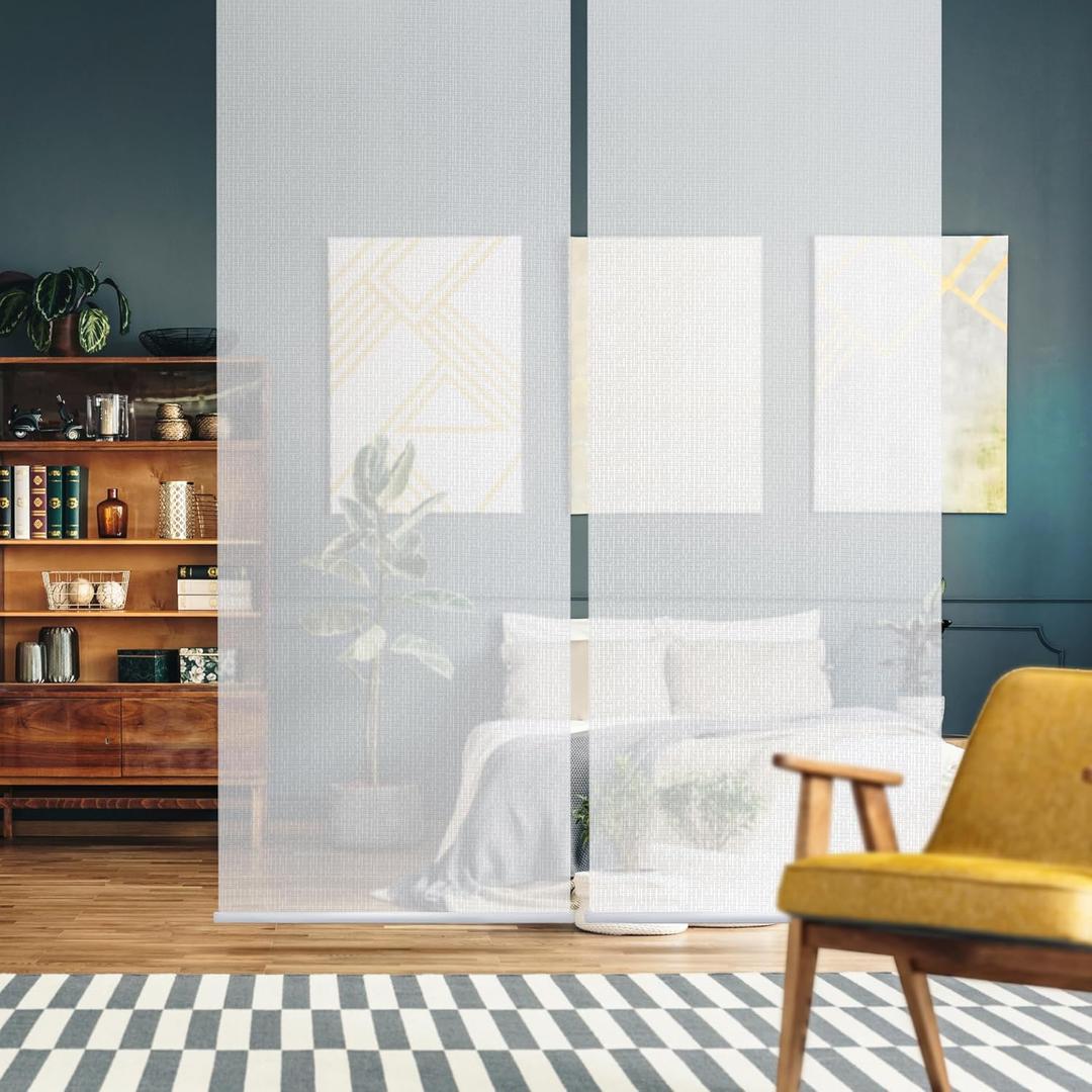 DECOLAB Hanging Dividers, Privacy Sheer Hanging Panel Partition for Home, Office, Living Room, Studio, Ceiling Suspension, Space Saving, 36”W x 96”L, Set of 2, Mist