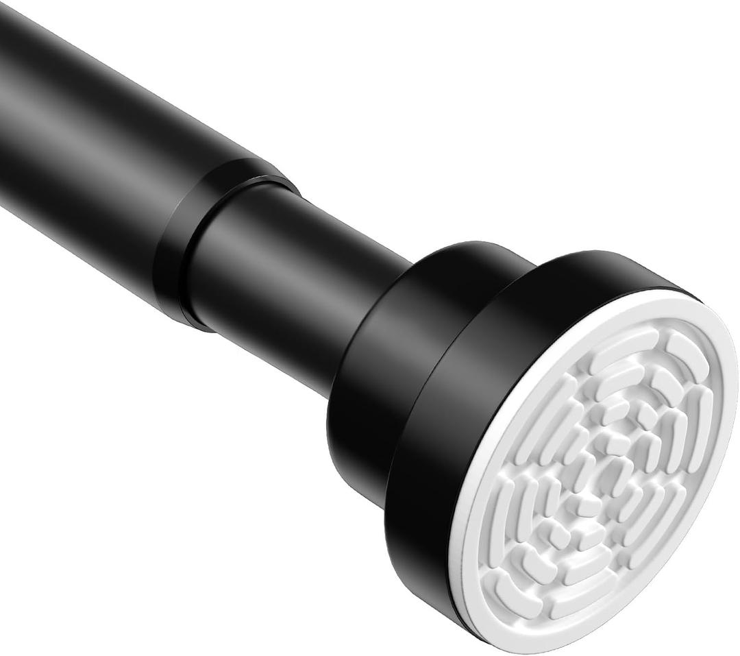 Tension Curtain Rod 30 To 76 Inch Black Tension Rods Adjustable Spring Loaded Curtain Rods 7/8" Curtains Rods No Drilling Tension Rods For Windows Bedroom Closet Doorway Door