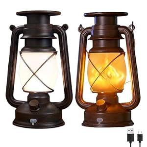 KOOPER Solar Lantern Outdoor Lights, Vintage Flickering Flame Solar Lanterns Lights Outdoor Waterproof, Hanging Outdoor Solar Lanterns Lights, Rechargeable Lantern for Yard Garden Table Decor, 2 Pack