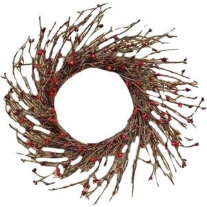 CWI Gifts Pip Twig Wreath Rings - 18 Inch - Wreath Decor for Front Door and Candle Decorating - Burgundy