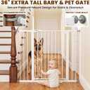 Mumeasy 36" Extra Tall Dog Gate, 29.7-46" Baby Gate for Stairs & Doorways