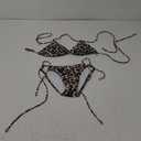Zilcremo Women Two Piece Bikini Swimsuit Double Strap Cheeky Bathing Suit Halter String Bikini Sets (Small, Leopard)