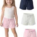 3 Pack Toddler Girls School Shorts | Uniform, Campus, School Outfits, Pull on, Little Baby 18M-5Y, Casual, Bottoms, Cute, Bow, Elastic Waist, Loose, Summer, Daily